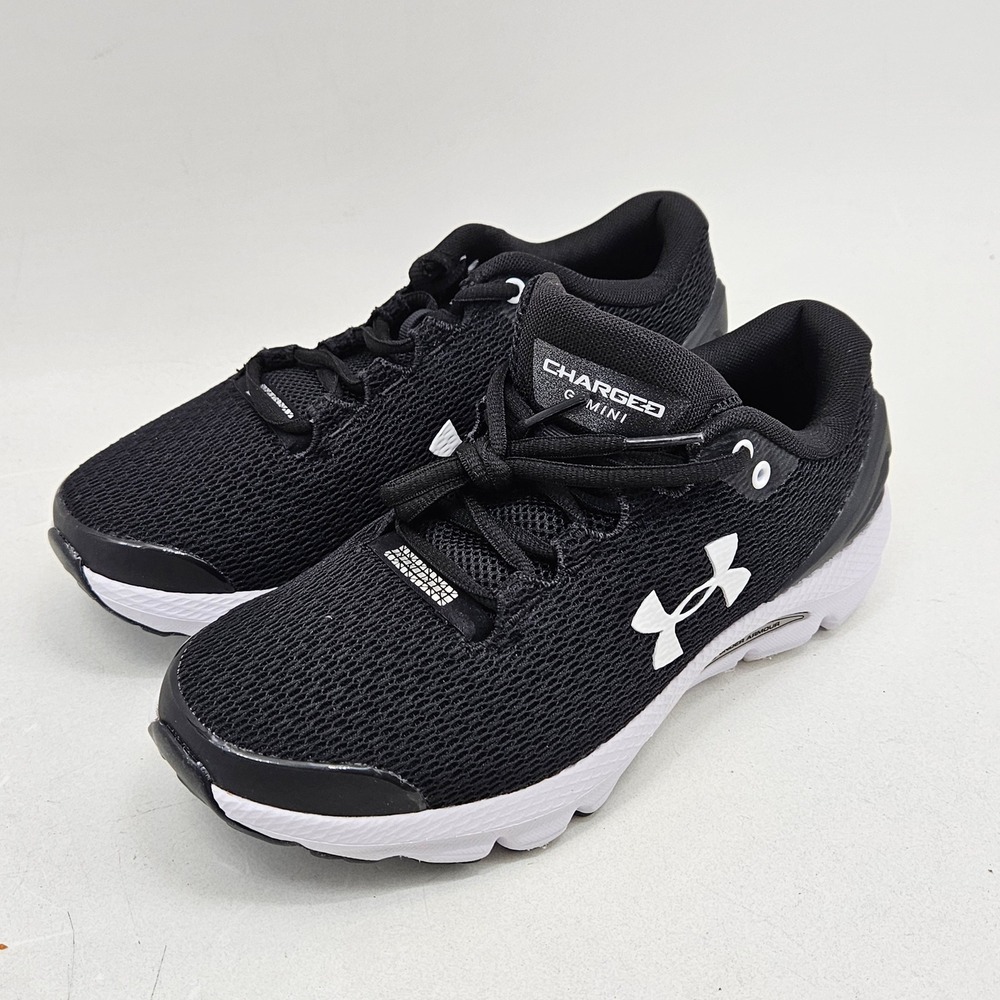 Under Armour Charged Gemini Running Shoes Womens 8 Black White 3026500-002 Mesh